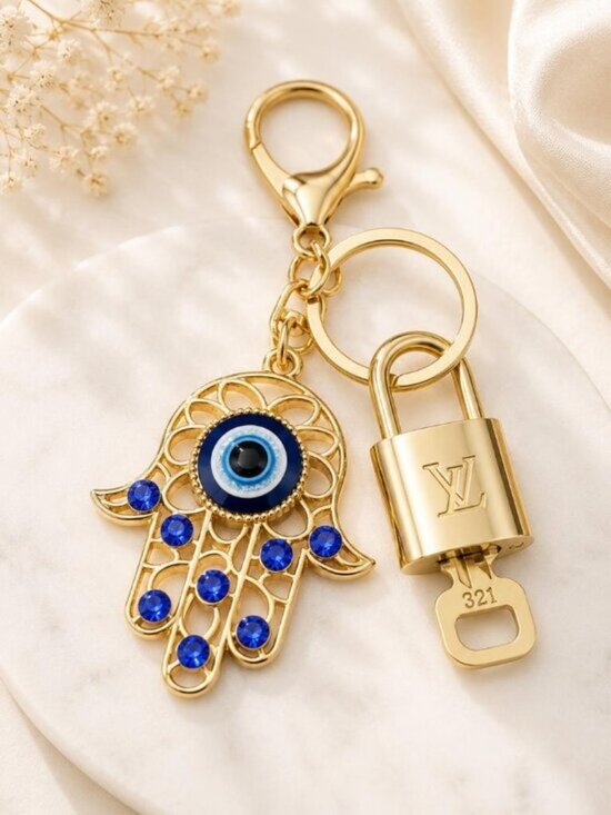Louis Vuitton Accessories - LV Authentic Gold Padlock 🔒 Key Set w/ Unbranded Evil Eye Keychain Charm